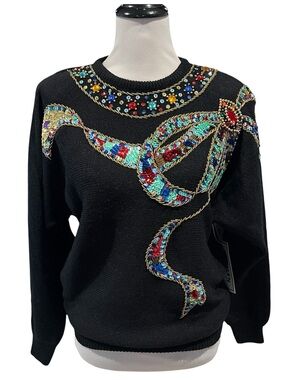 Vintage Deadstock Western Connection Sequin Beaded Ornate Sweater Shoulder Pads